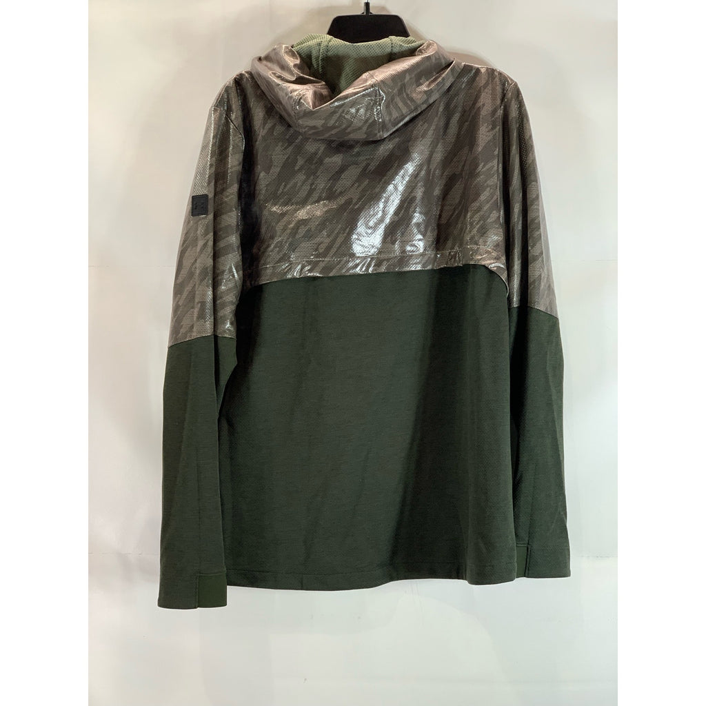 UNDER ARMOUR Men's Green UA Hybrid Anorak Hooded Pullover Windbreaker Jacket SZL