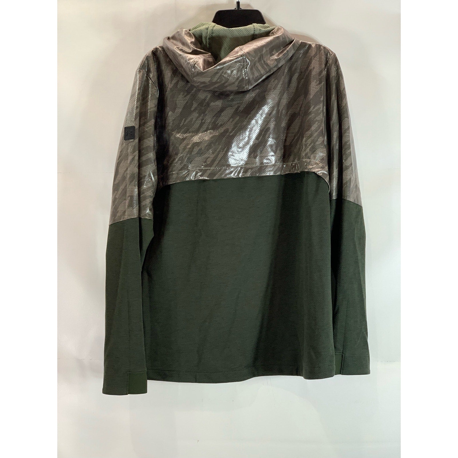 UNDER ARMOUR Men's Green UA Hybrid Anorak Hooded Pullover Windbreaker Jacket SZL