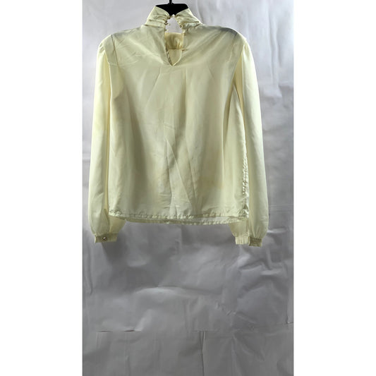 PRESENT TENSE Women's Beige Tie-Bow Long Sleeve Lightweight Top SZ 12
