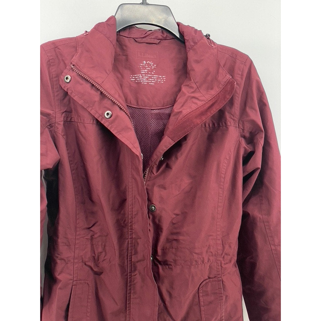 L.L. BEAN Women's Burgundy Regular-Fit Snap-Button Zip-Up Hooded Coat SZ XS