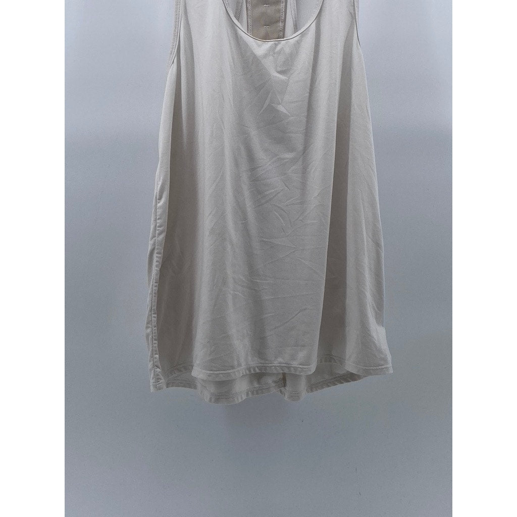LOLE Women's White Scoop-Neck Mesh Trim Racerback Tank Top SZ M