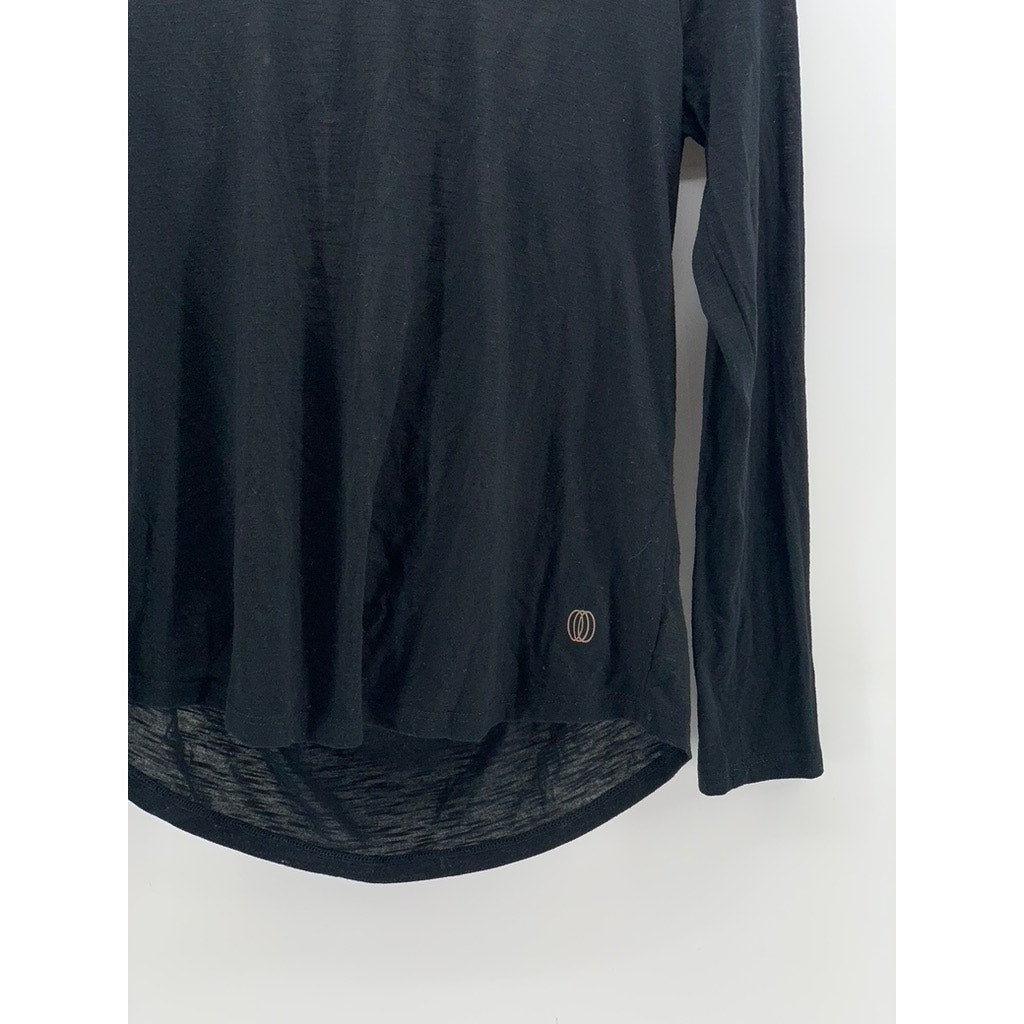UNBRANDED Women's Black Crewneck Cutout Back Long Sleeve Top SZ M