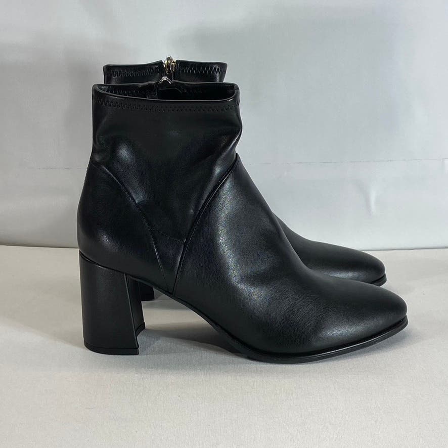 MARC FISHER Women's Black Faux Leather Dyvine Block-Heel Ankle Booties SZ 9.5