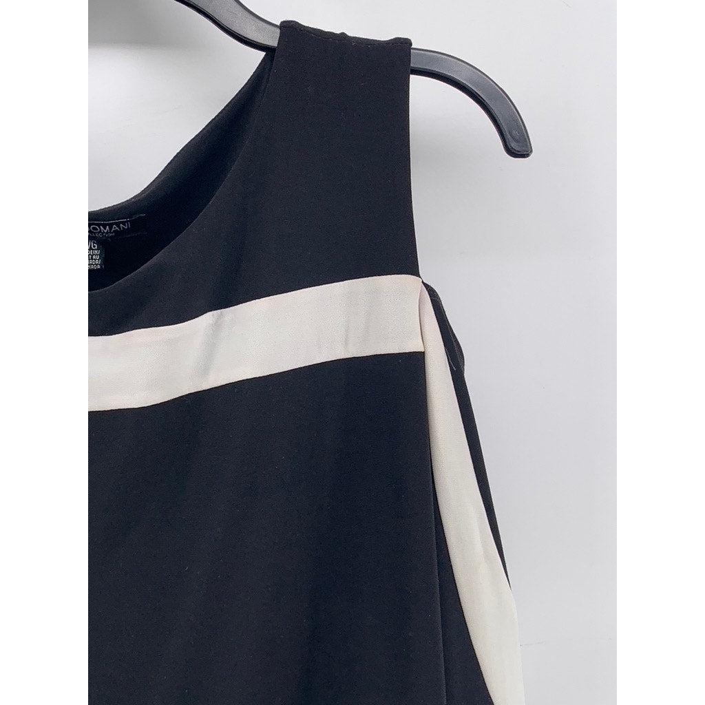 LINEA DOMANI Women's Black White Cutout Shoulder Long Sleeve Top SZ L