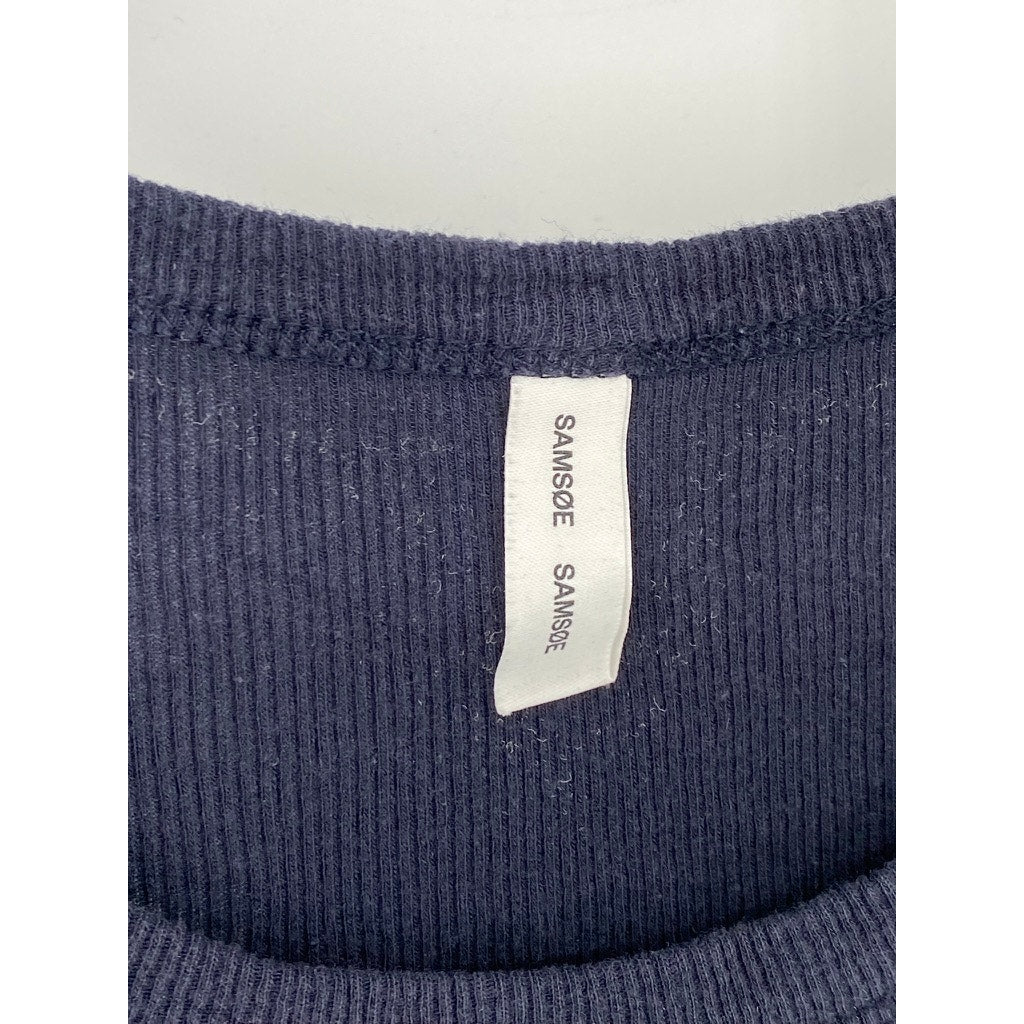 SAMSOE SAMSOE Women's Sky Captain Blue Ribbed Crewneck Alexo Tank Top SZ S