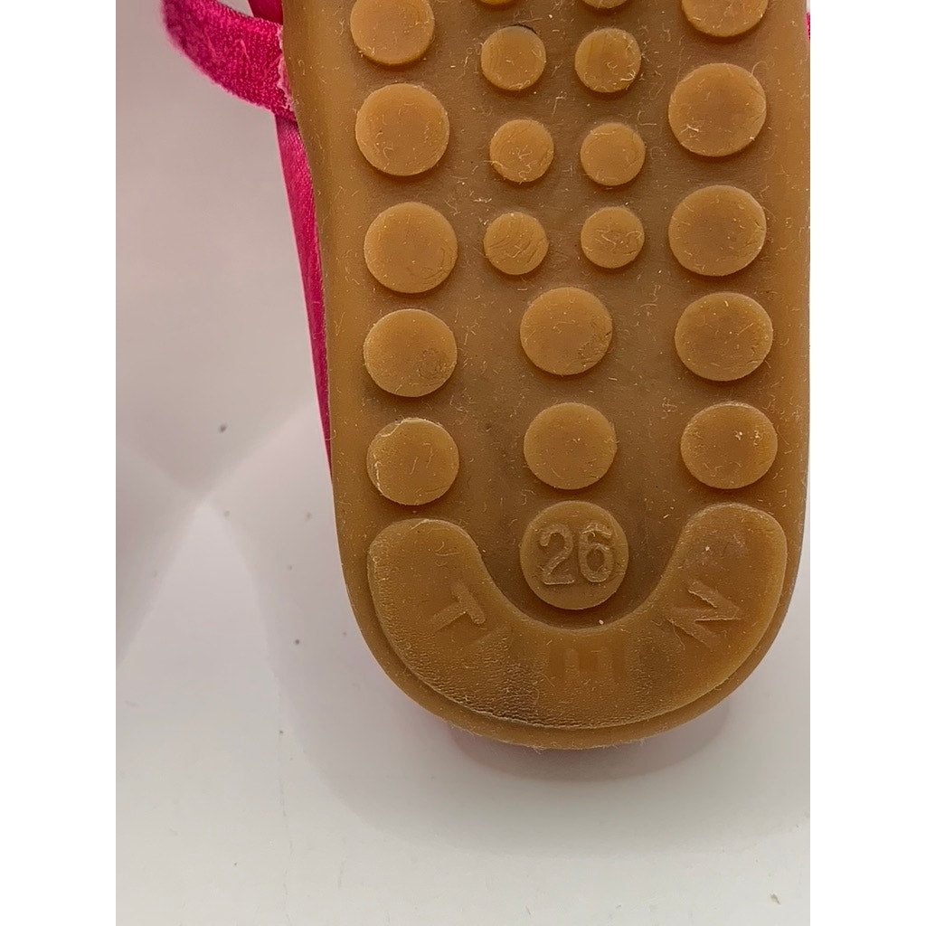 UNBRANDED Baby's Pink Satin Floral Embroidered Mary Janes SZ 26(7)