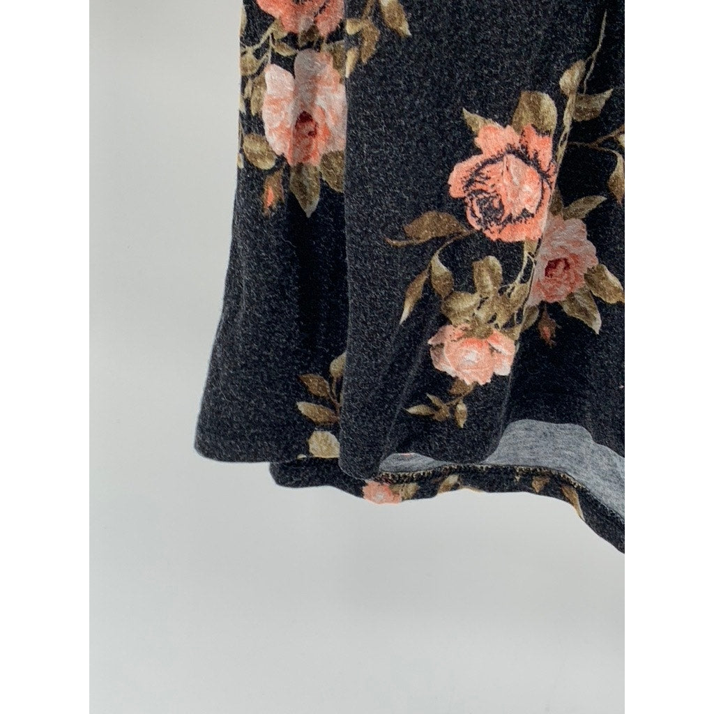 FOREVER 21 Women's Black Floral Print Long Sleeve Dress SZ XS