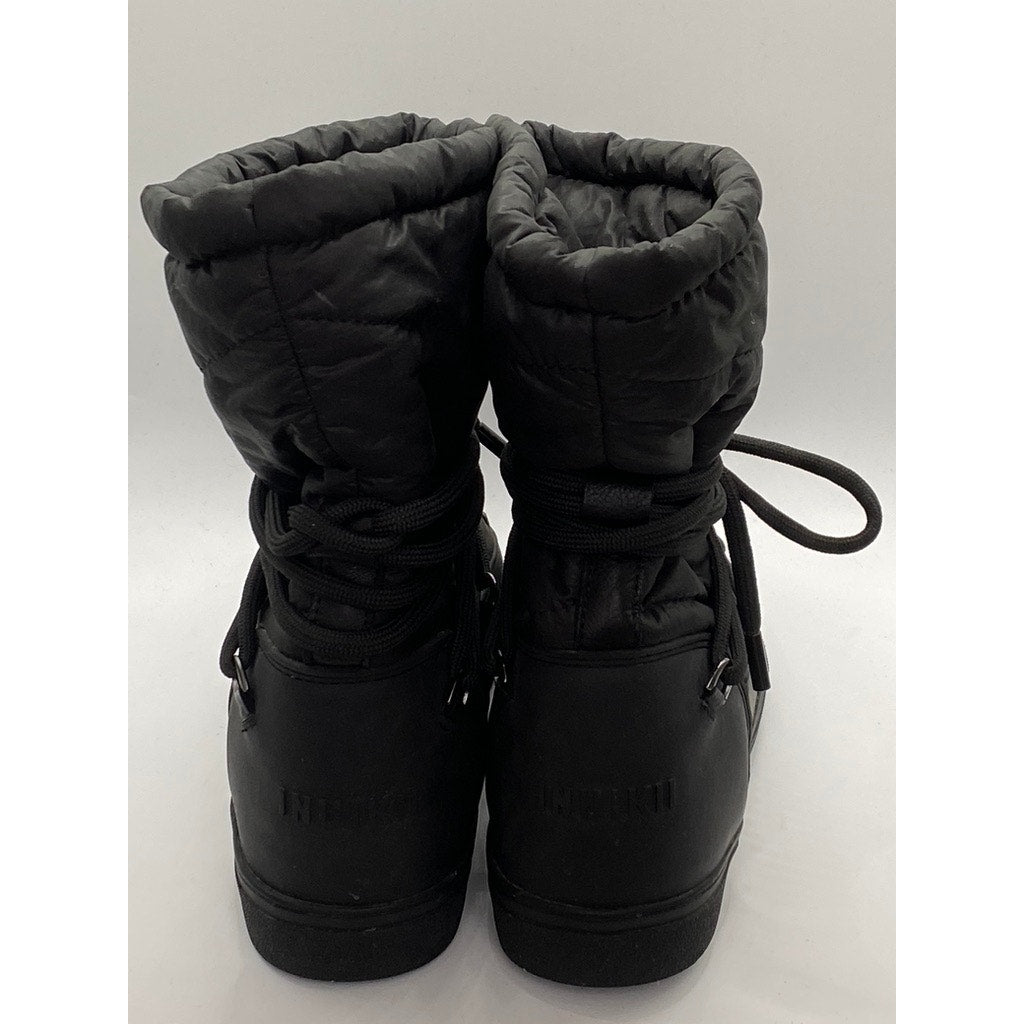 INUIKII Women's Black Tall Lace-Up Quilted Winterwear Boots SZ US9