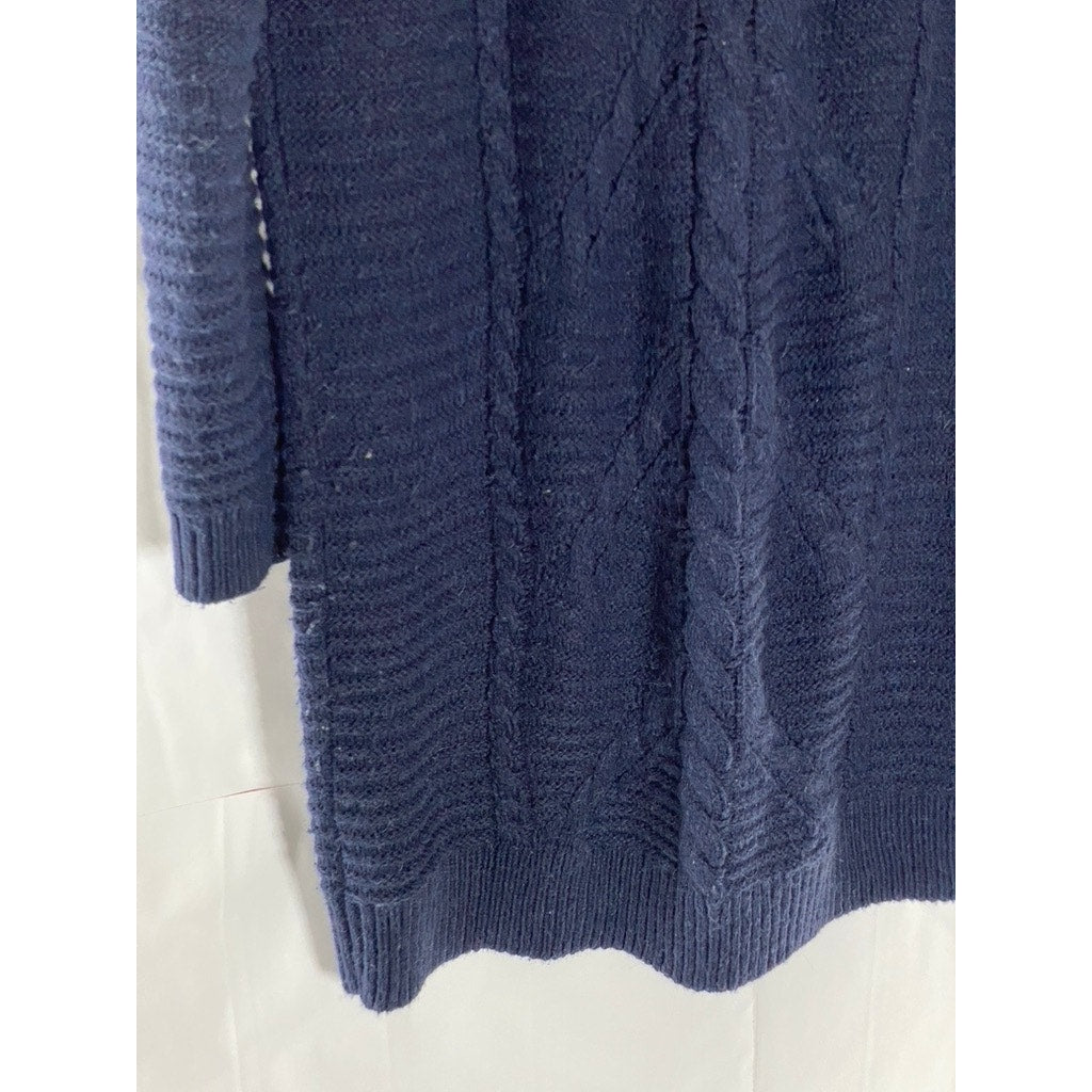 GAP Women's Navy Uniform Plait Cable Knit Long Sleeve Mini Sweater Dress SZ L