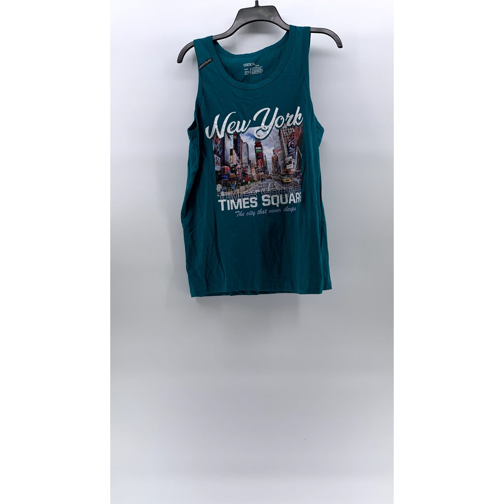 VERTICAL SPORTS Men's Blue New York Times Square Graphic Scoop-Neck Tank SZ M