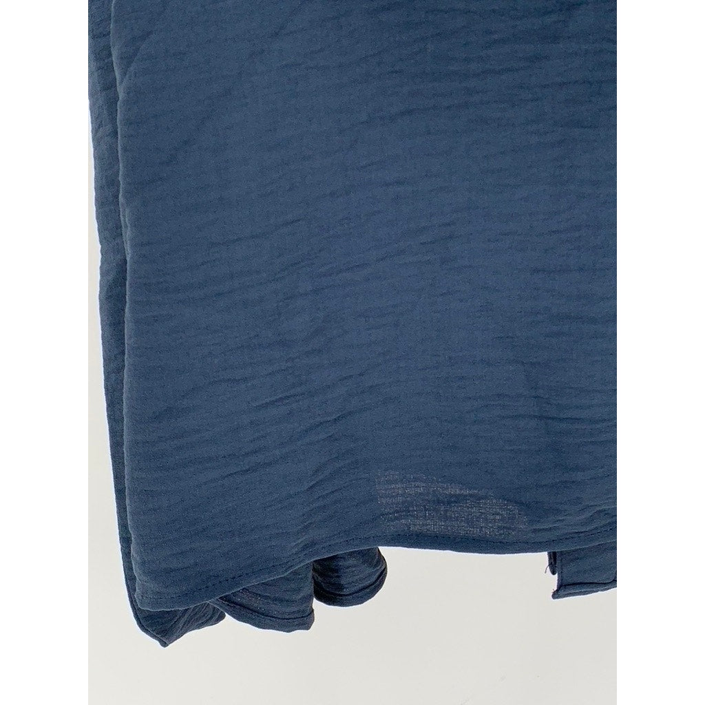 WORTHINGTON Women's Blue Button-Up Short Sleeve Belted Dress SZ L