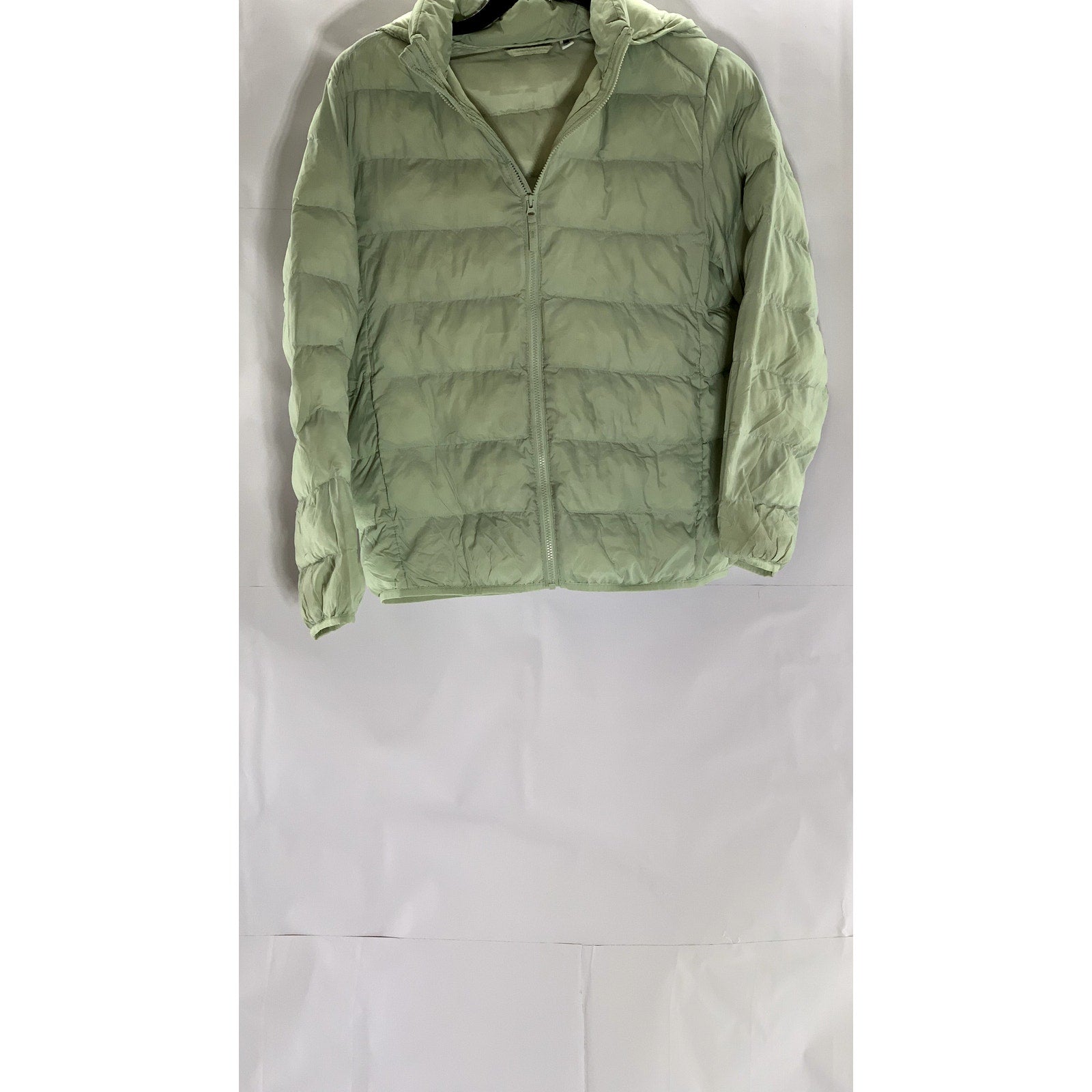 UNIQLO Kid's Light Green Puffer Hooded Warm Padded Zip-Up Jacket SZ 11-12