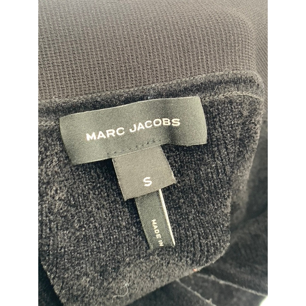 MARC JACOBS Women's Black Rib Knit Velour V-Neck Strapless Top SZ S