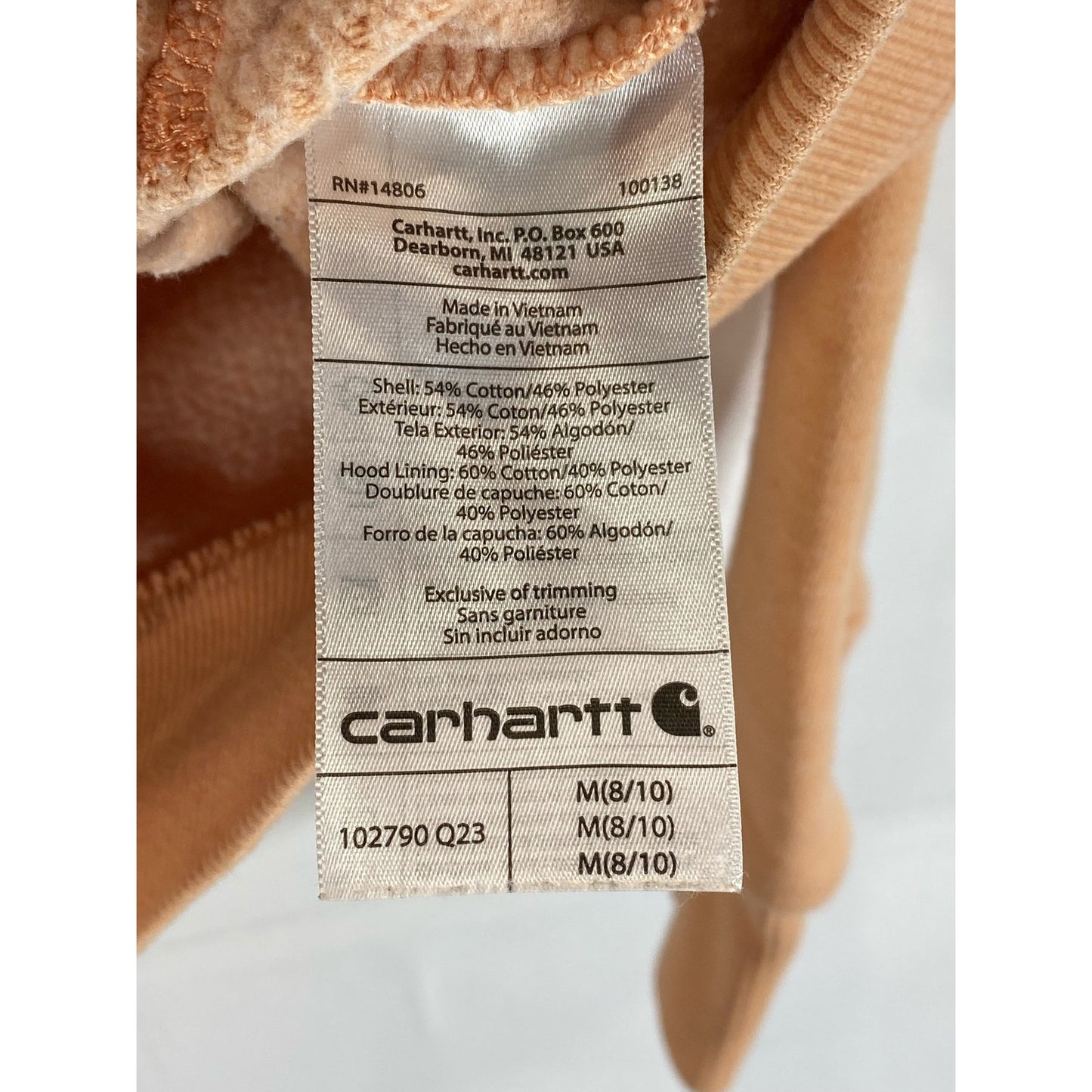 CARHARTT Women's Peach Solid Relaxed-Fit Midweight Pullover Hoodie SZ M