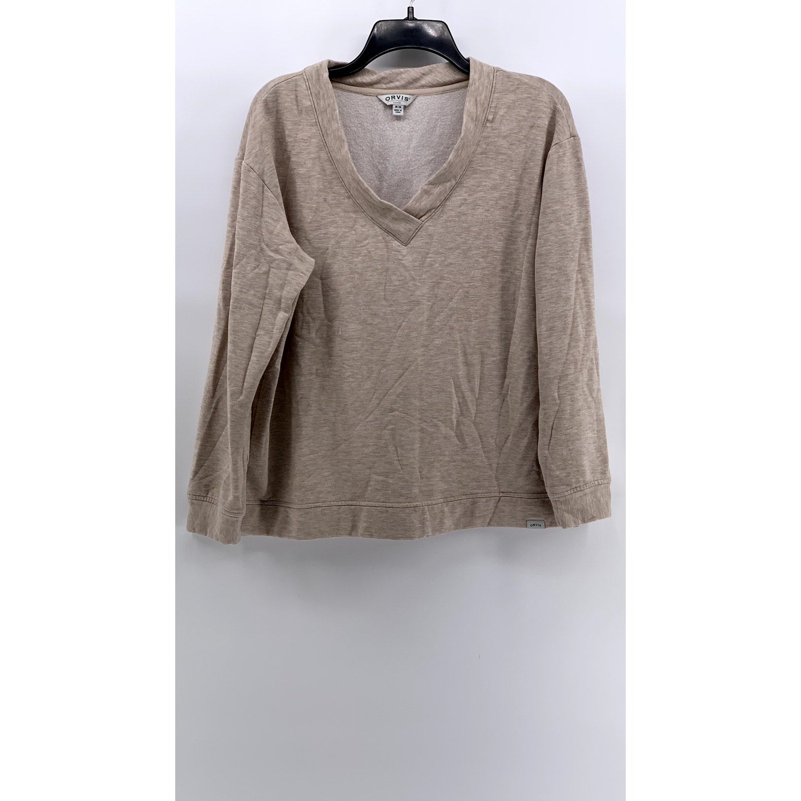 ORVIS Women's Oatmeal V-Neck Long Sleeve Sweater SZ M