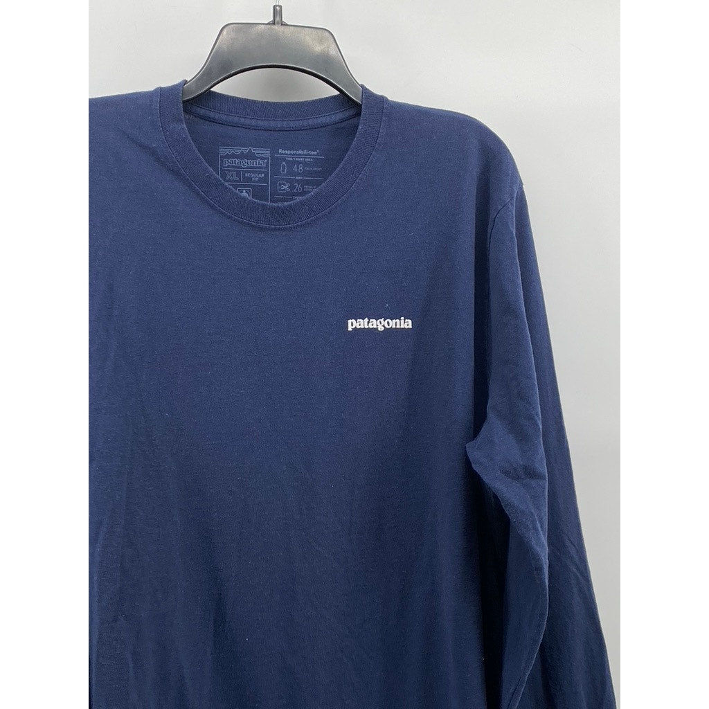 PATAGONIA Men's Navy Logo Crewneck Regular-Fit Casual Responsibili-Tee SZ XL