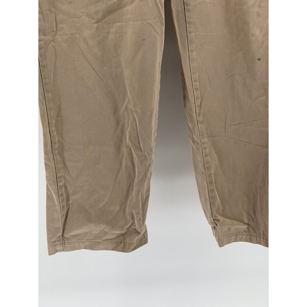 POLO RALPH LAUREN Men's Vintage Tan Pleated Straight-Leg Andrew Pant SZ 33X32