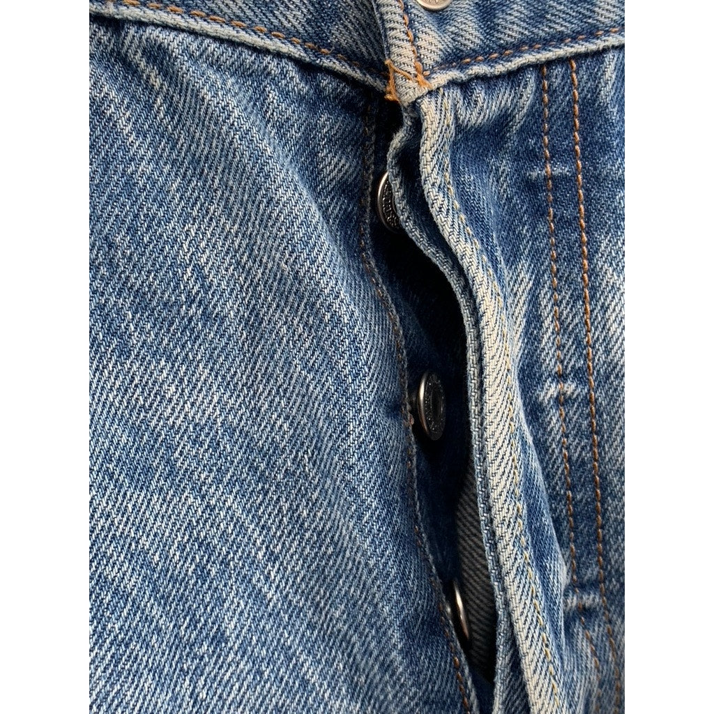 LEVI'S Men's Blue Distressed 501 S Vintage Skinny-Leg Regular-Fit Jeans SZ 30X28