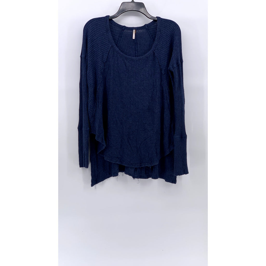 FREE PEOPLE Women's Navy Blue Catalina Scoop-Neck Long Sleeve Thermal Top SZ S