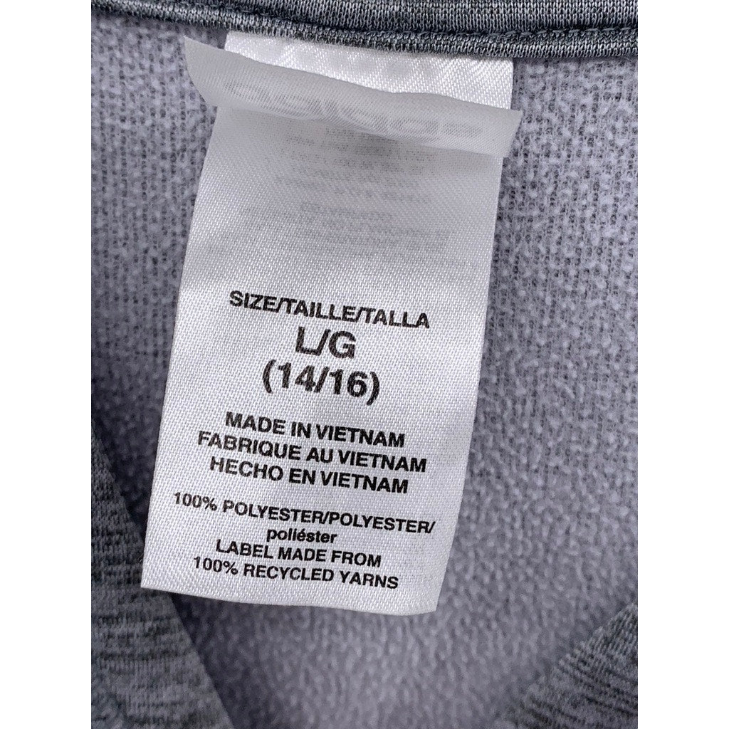 ADIDAS Kids' Gray-Green Heather Logo Hoodie SZ L(14-16)