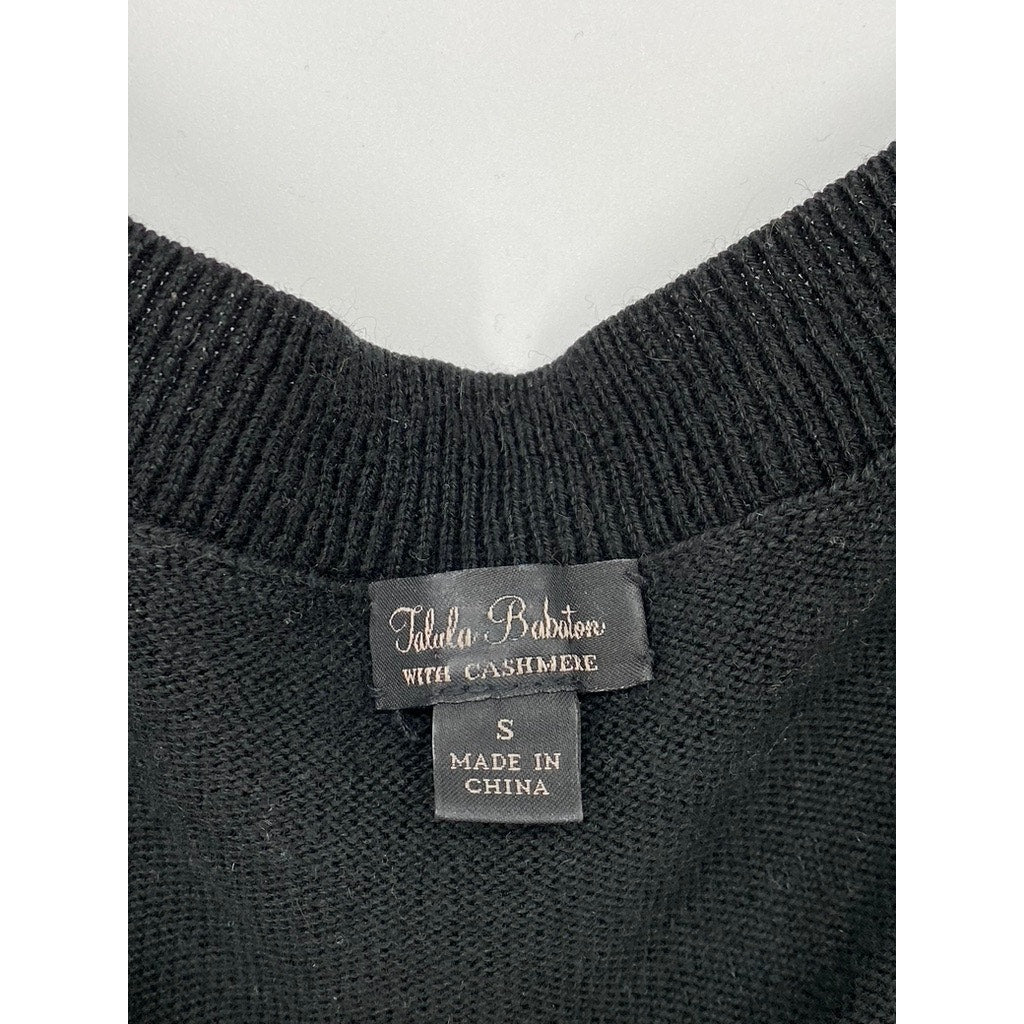 TALULA BABATON Women's Black Solid Knit With Cashmere Short Sleeve Top SZ S