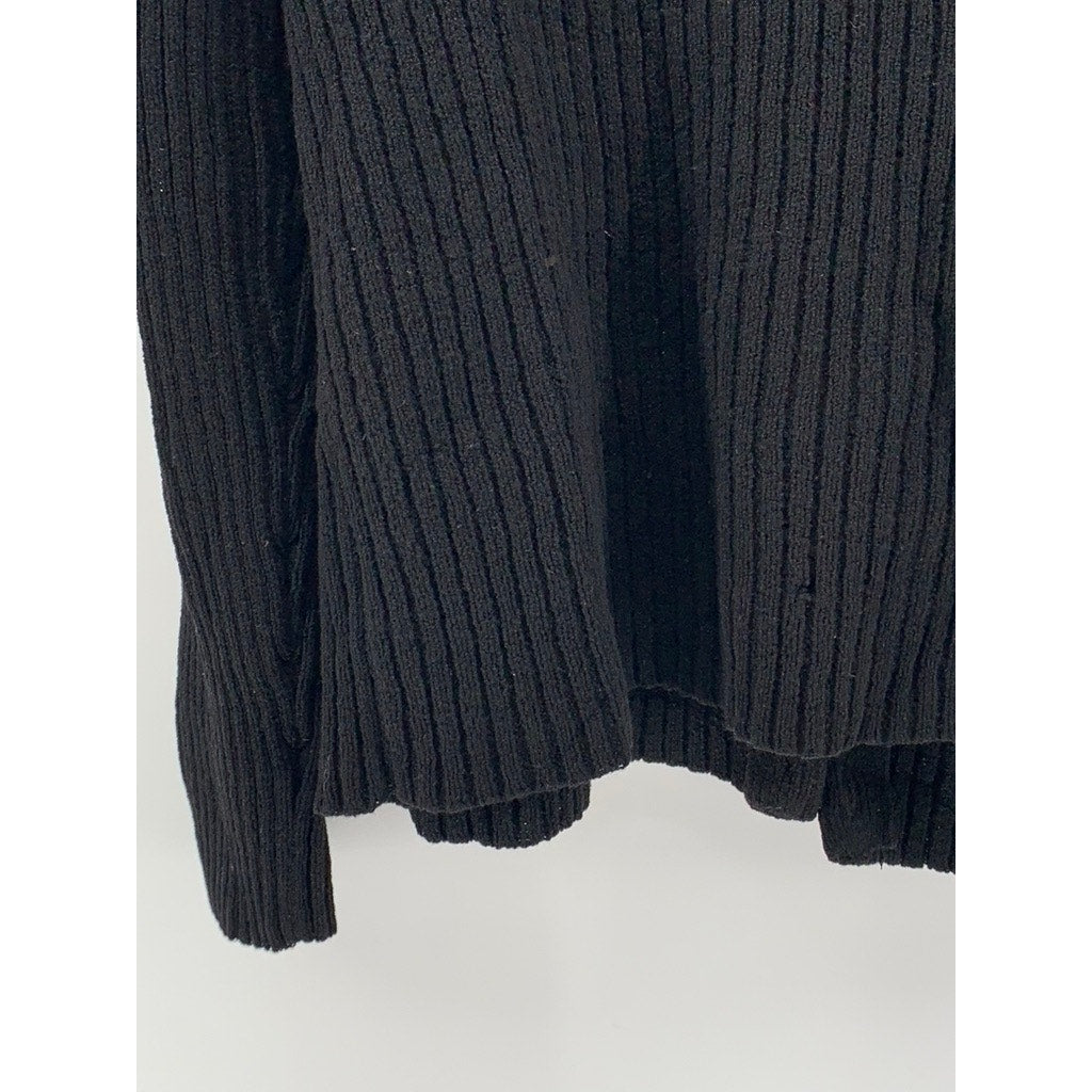 JONES NEW YORK Women's Black Rib Knit Button-Up Cardigan SZ M