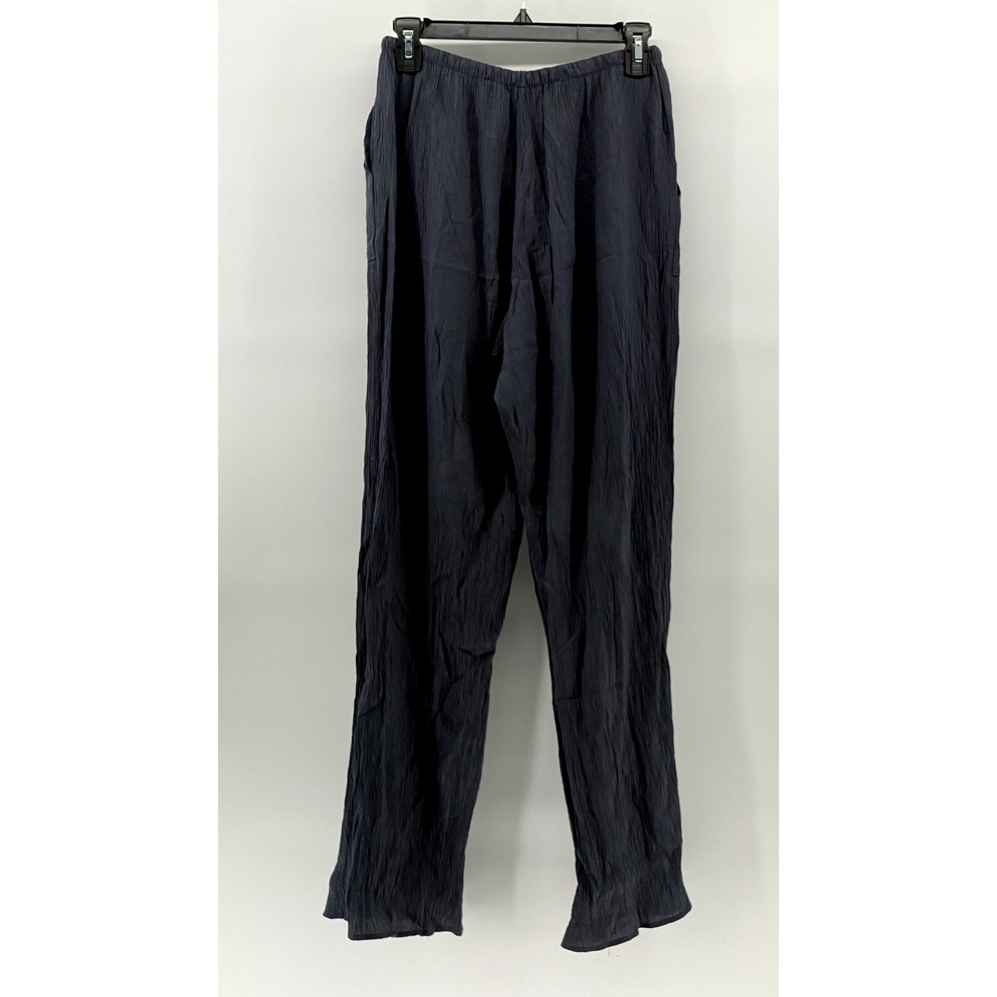 ZARA Women's Navy Crinkled Relaxed-Fit Straight-Leg Pull-On Drawstring Pant SZXS