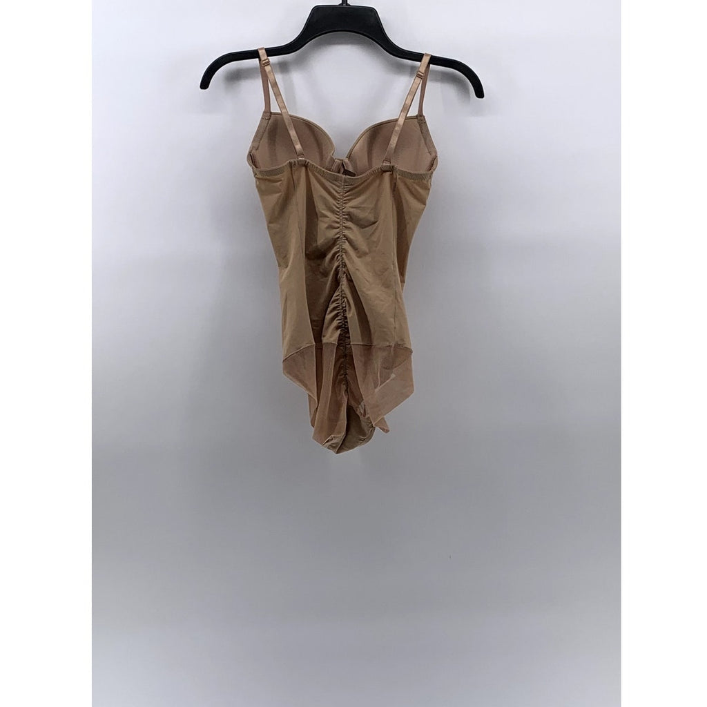 BORVOGUE Women's Tan Mesh Full-Coverage Underwire Padded Shaping Bodysuit SZ M