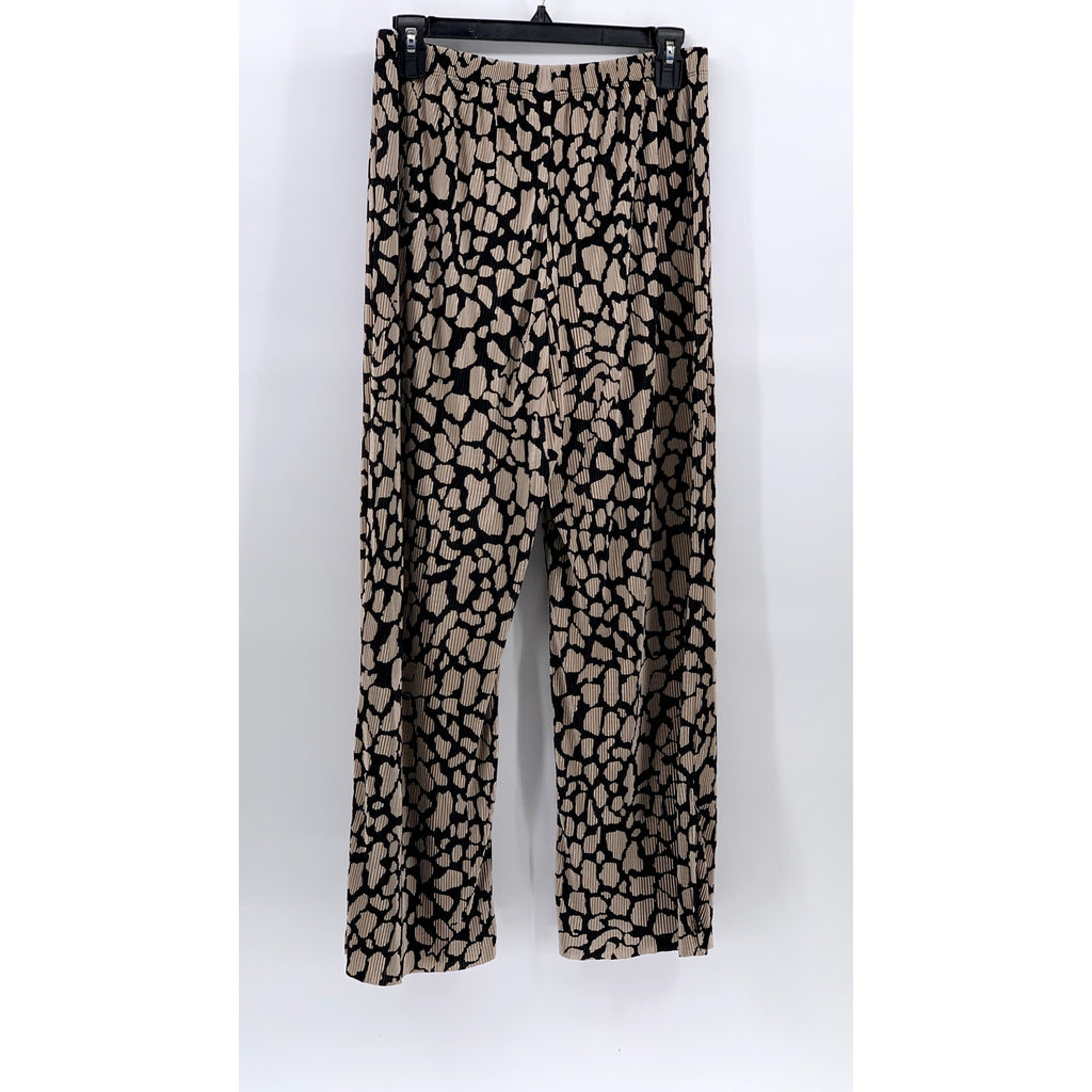 UNBRANDED Women's Brown-Black Printed Elastic-Waist Relaxed Fit Pant SZ M