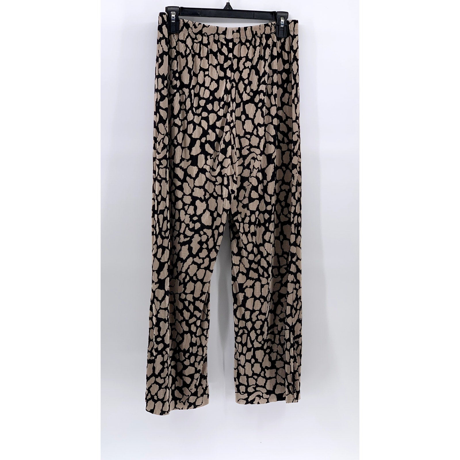 UNBRANDED Women's Brown-Black Printed Elastic-Waist Relaxed Fit Pant SZ M