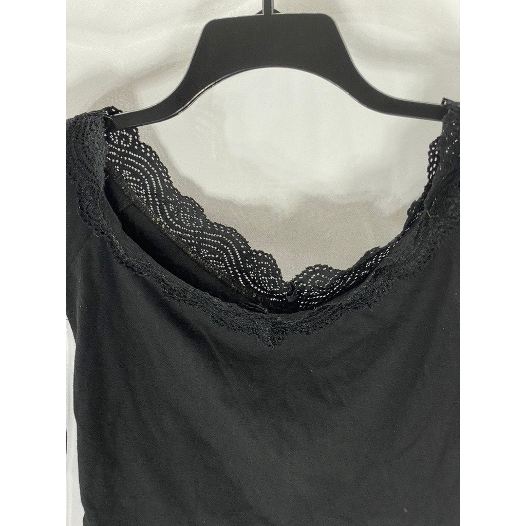 KENDALL & KYLIE Women's Crochet Trim Boat-Neck Long Sleeve Crop Top SZ S