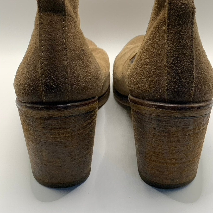 UNBRANDED Women's Brown Suede Round Toe Block Heel Ankle Bootie SZ 40 US 9