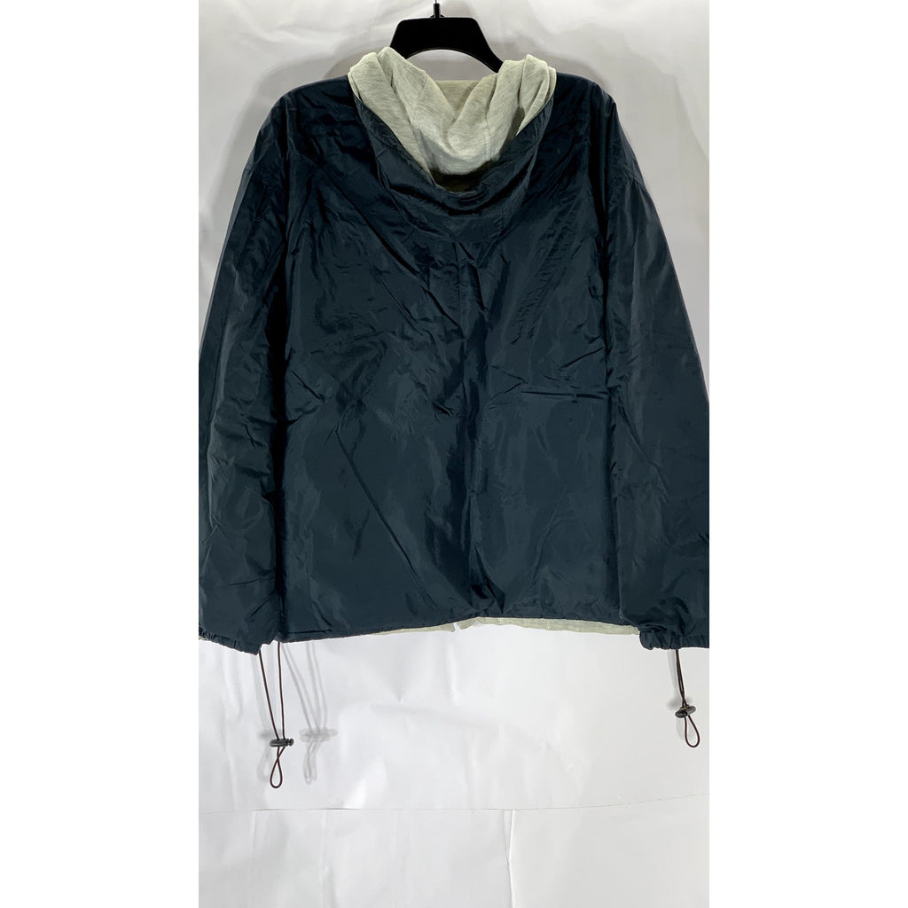 UNBRANDED Men’s Navy-Gray Zip-Up Hooded Jacket SZ L