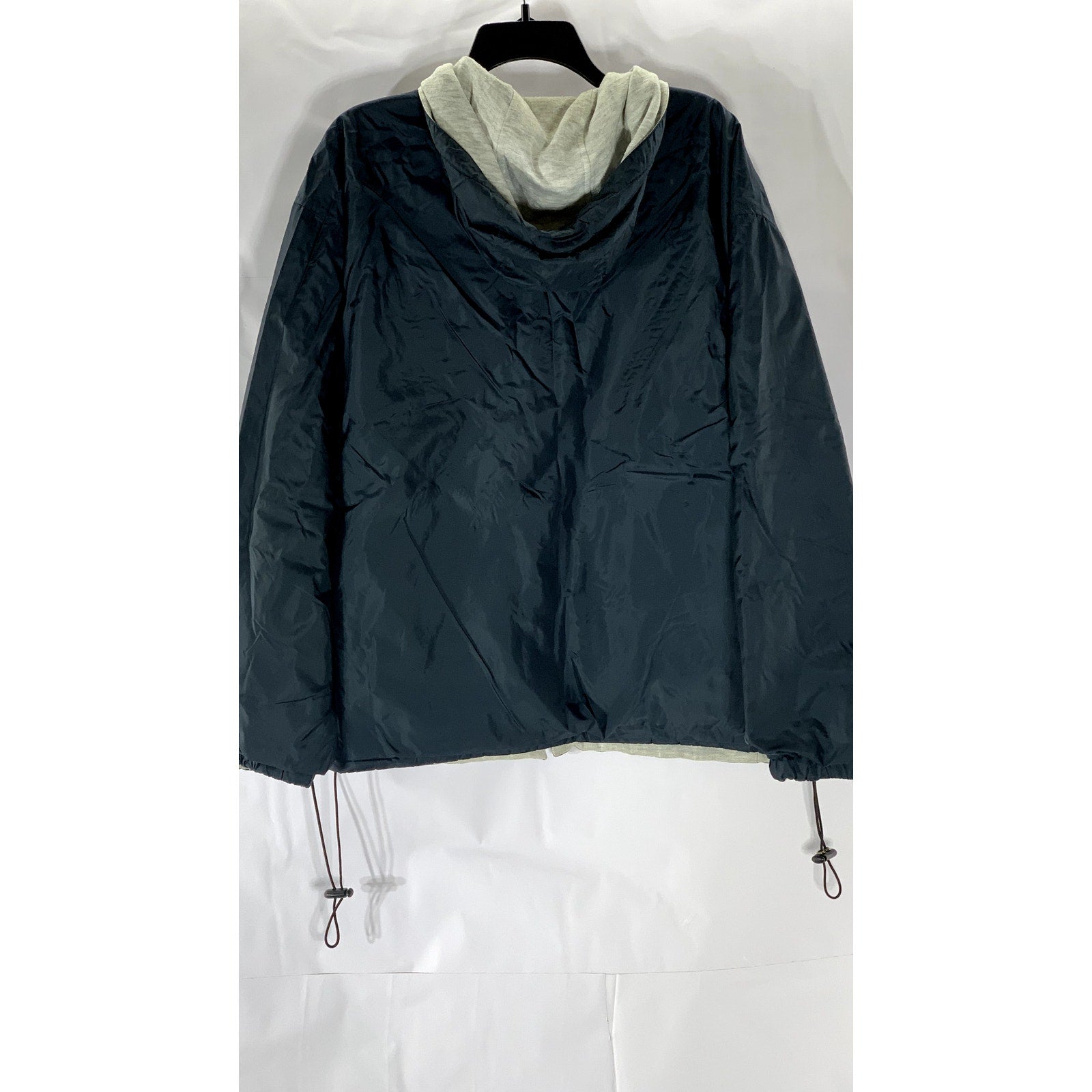 UNBRANDED Men’s Navy-Gray Zip-Up Hooded Jacket SZ L
