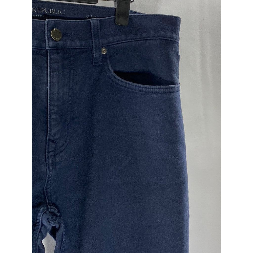 BANANA REPUBLIC Men's Dark Navy Slim-Fit Aiden Traveler Five-Pocket Pant SZ32X32