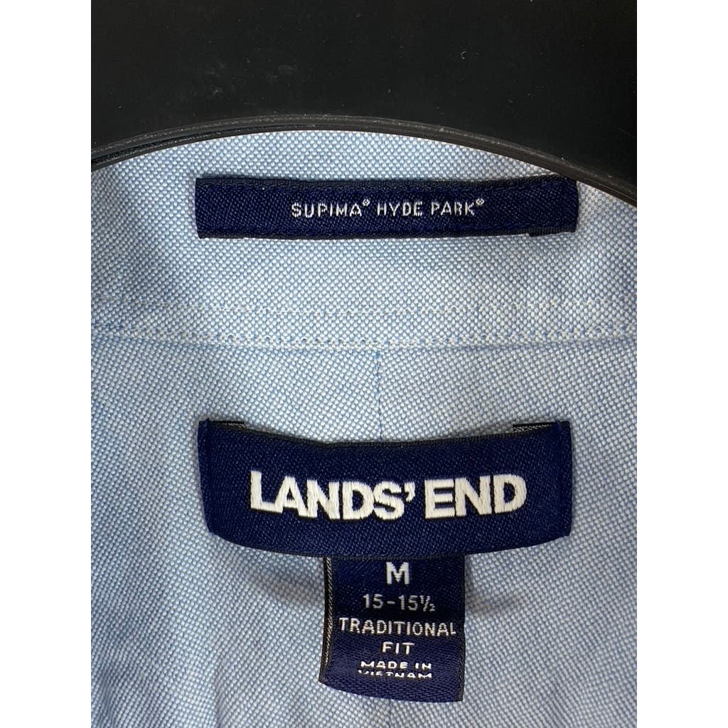 LANDS' END Men's Light Blue Traditional-Fit Long Sleeve Dress Shirt SZ 15-15.5