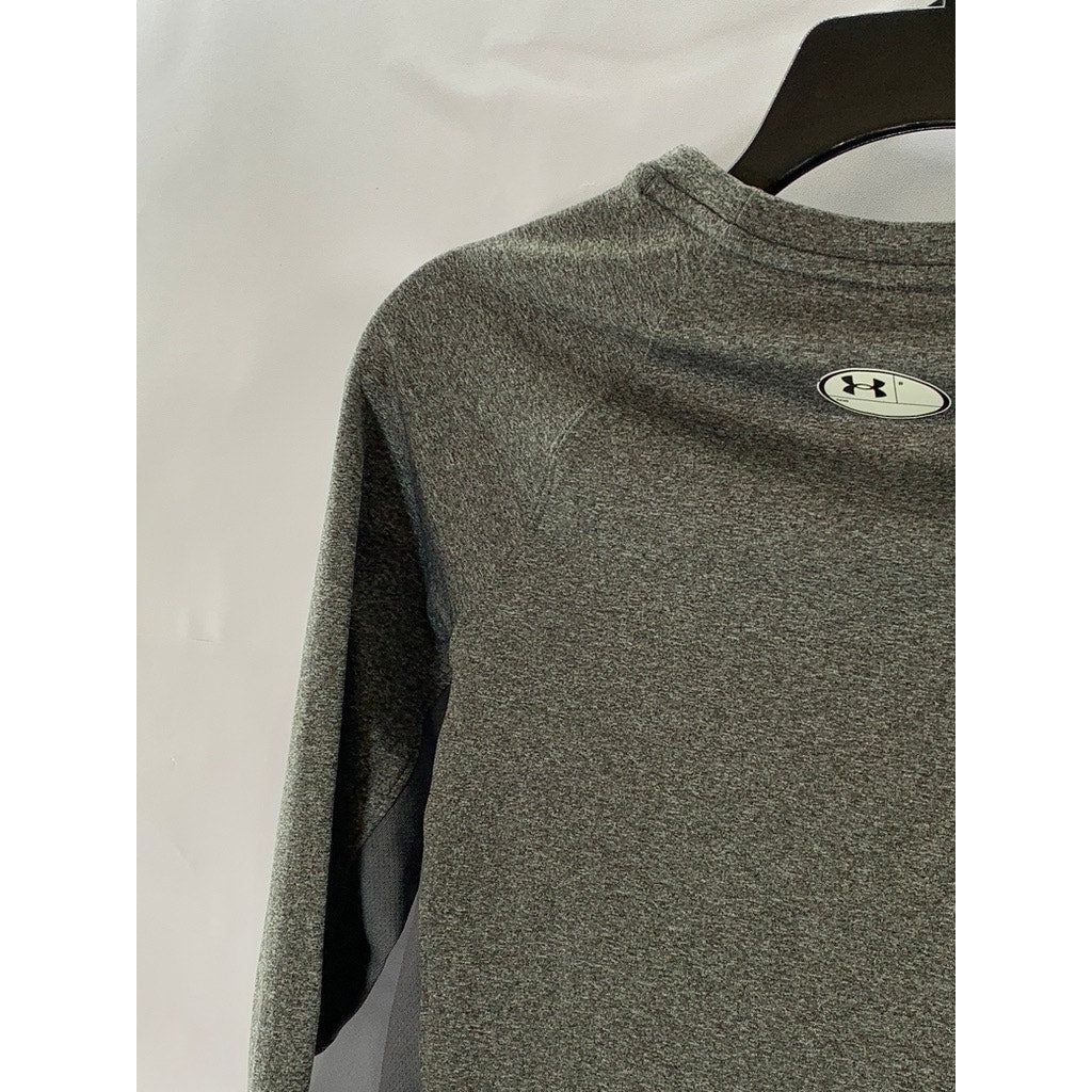 UUNDER ARMOUR Men's Charcoal Light Heather ColdGear Fitted Crewneck T-Shirt SZ S