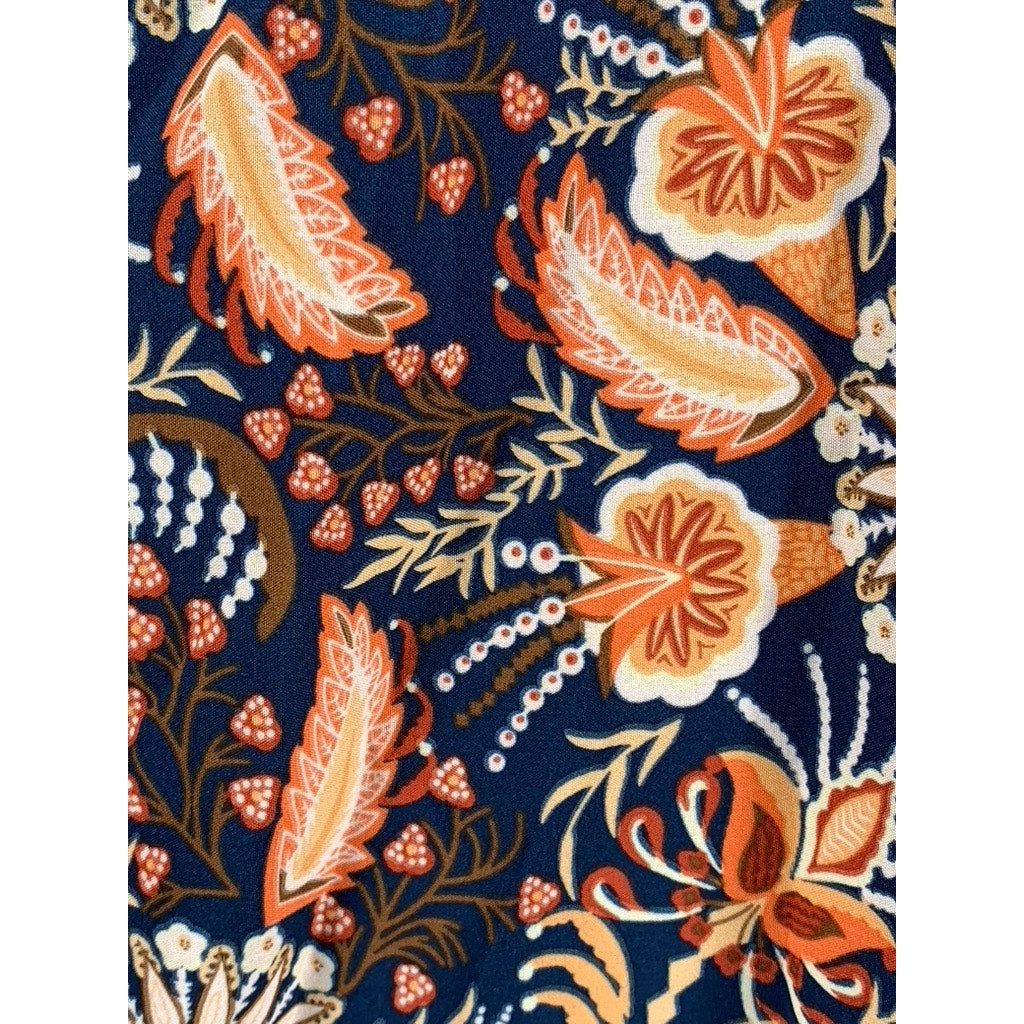 SHEIN CURVE Women's Navy-Orange Printed Short Sleeve Dress SZ 4XL