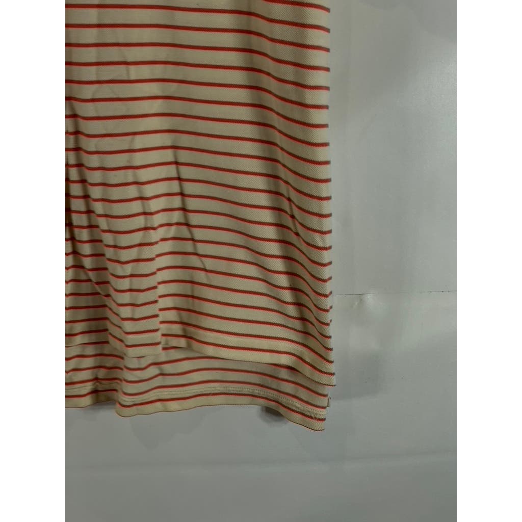 BROOKS BROTHERS Cream/Orange Striped Cotton Short Sleeve Polo Shirt SZ XL