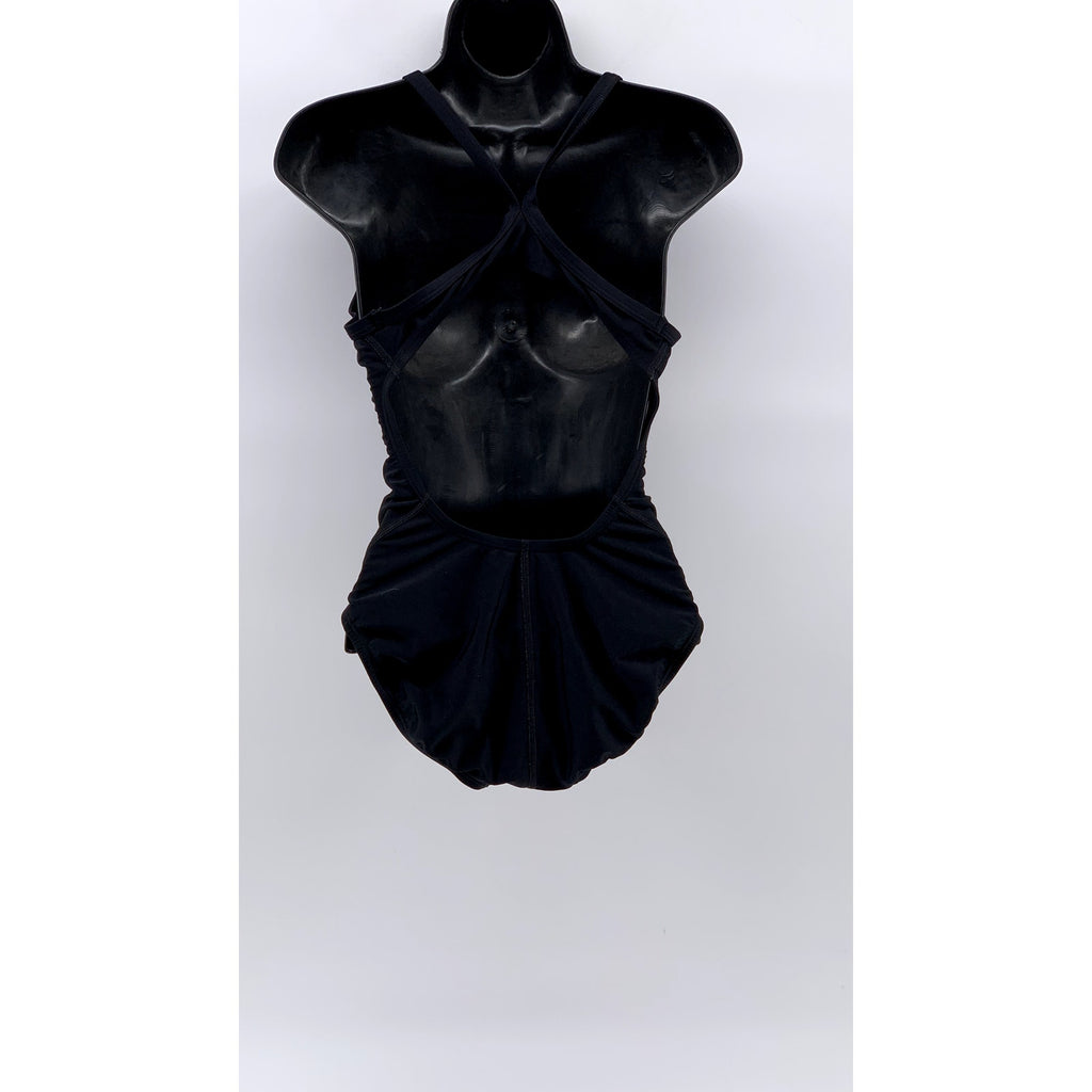 NIKE Women's Black Swoosh Cutout One-Piece Swimsuit SZ 34(8)