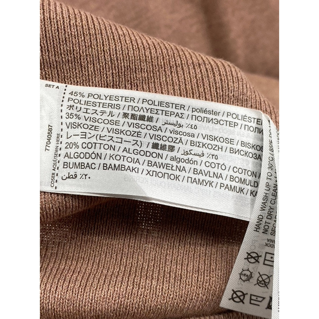 MNG Men's Tan Regular-Fit Rib-Knit Short Sleeve Polo Shirt SZ M