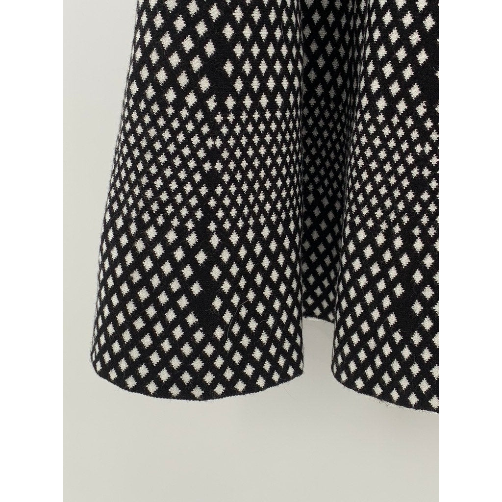 CARMEN MARC VALVO Women's Black-White Knit Mixed Diamond Flare Pull-On Skirt SZM