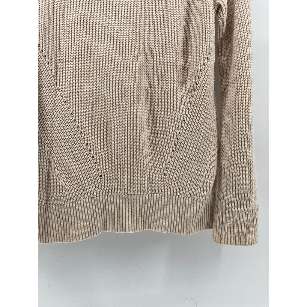 GAP Women's Beige Textured Turtleneck Knit Casual Regular-Fit Sweater SZ XS
