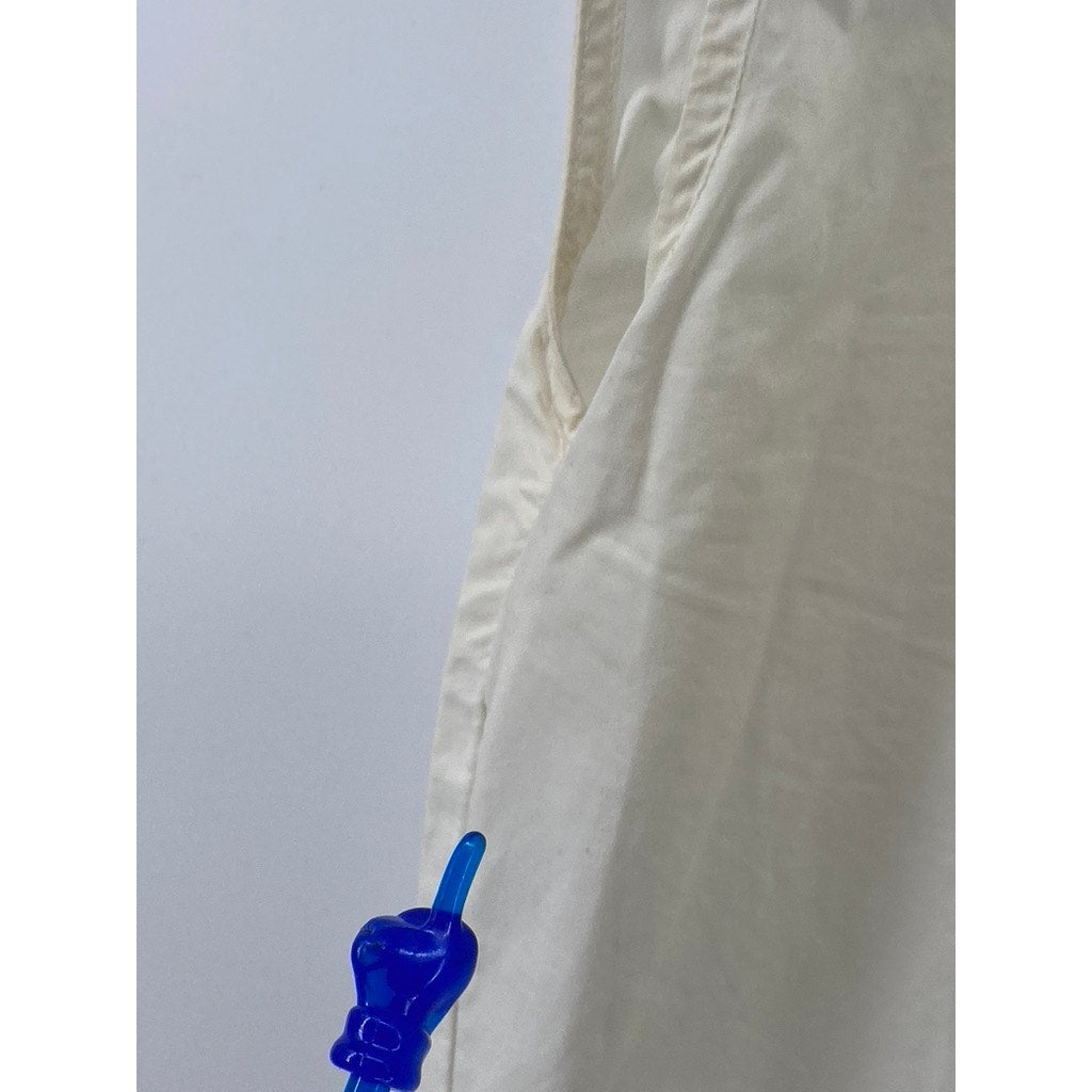 MUJI Women's Off-White V-Neck Henley Sleeveless Chest Pockets A-Line Dress SZ M
