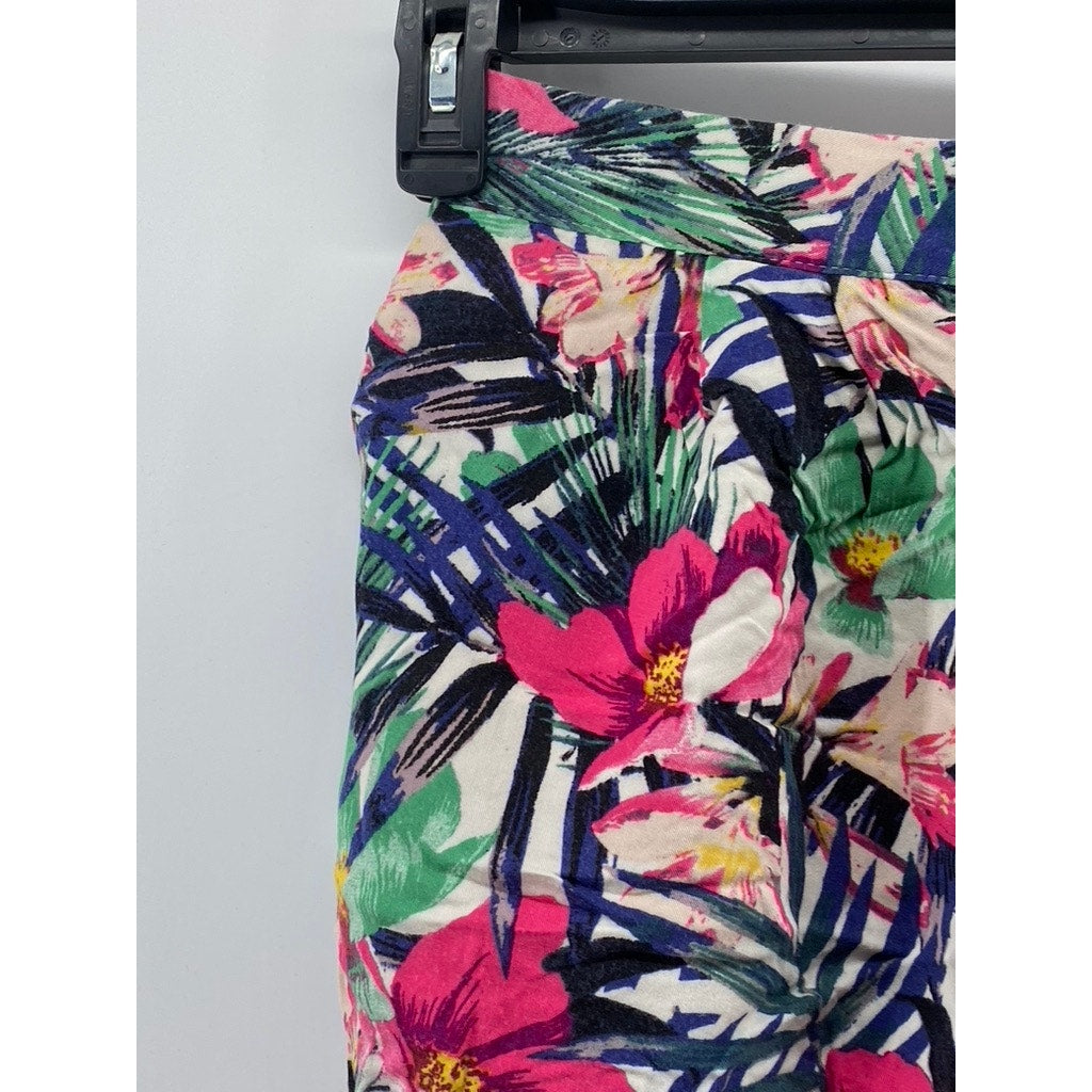 H&M Women's Multicolor Floral Print Relaxed-Fit Pull-On Casual Shorts SZ S