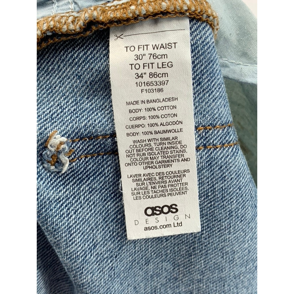 ASOS DESIGN Men's Blue Denim Classic Rigid Jeans SZ 30X34