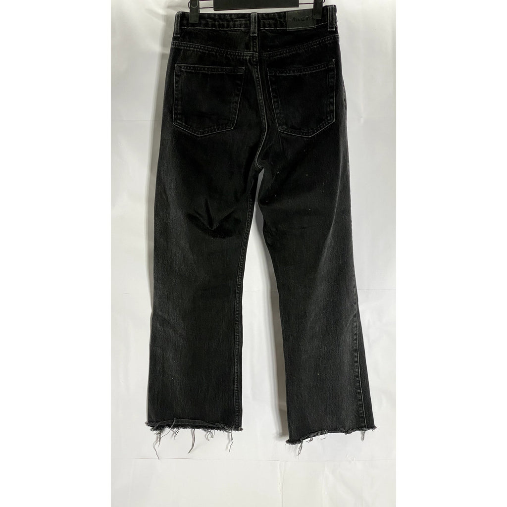 WEEKDAY Women's Echo Black Solid Row Five-Pocket Raw-Hem Straight Jean SZ 27/32