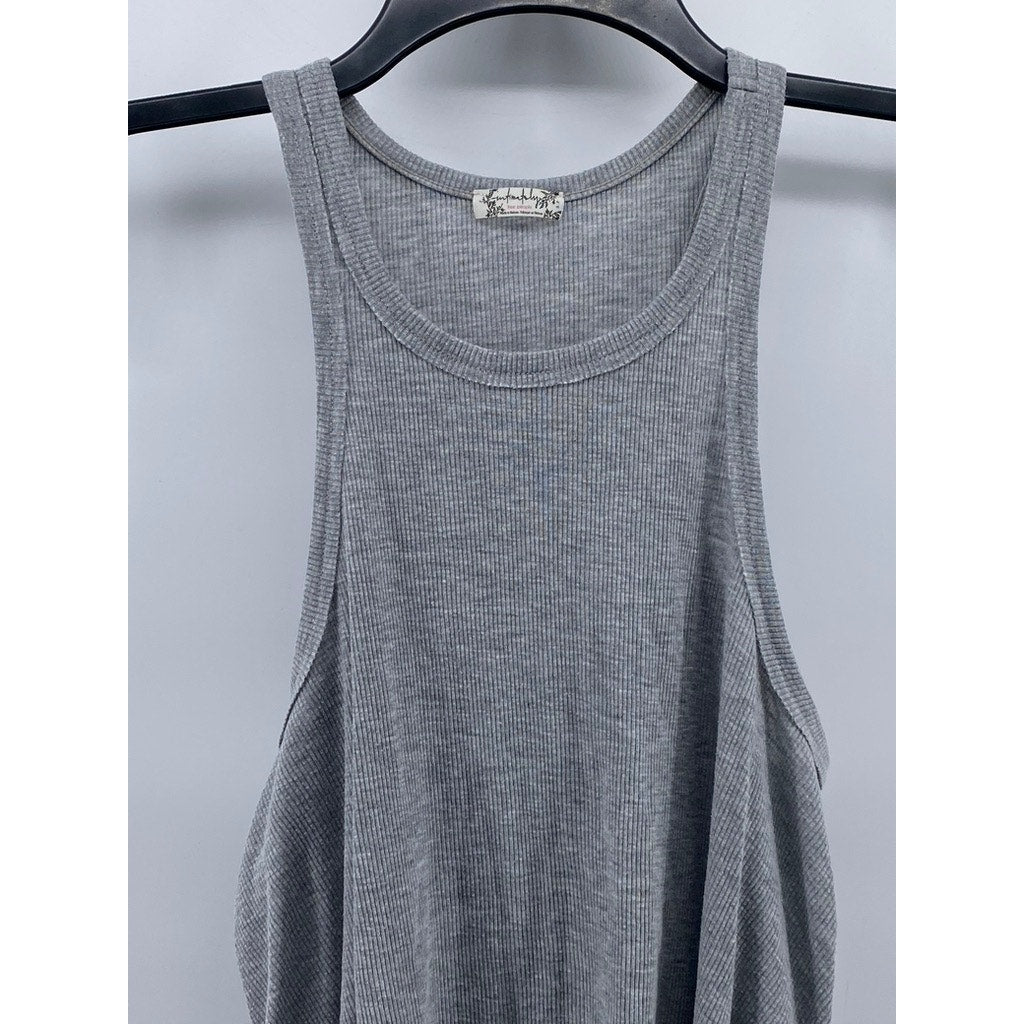 FREE PEOPLE INTIMATELY Women's Gray Ribbed Scoop-Neck Tunic Tank Top SZ S