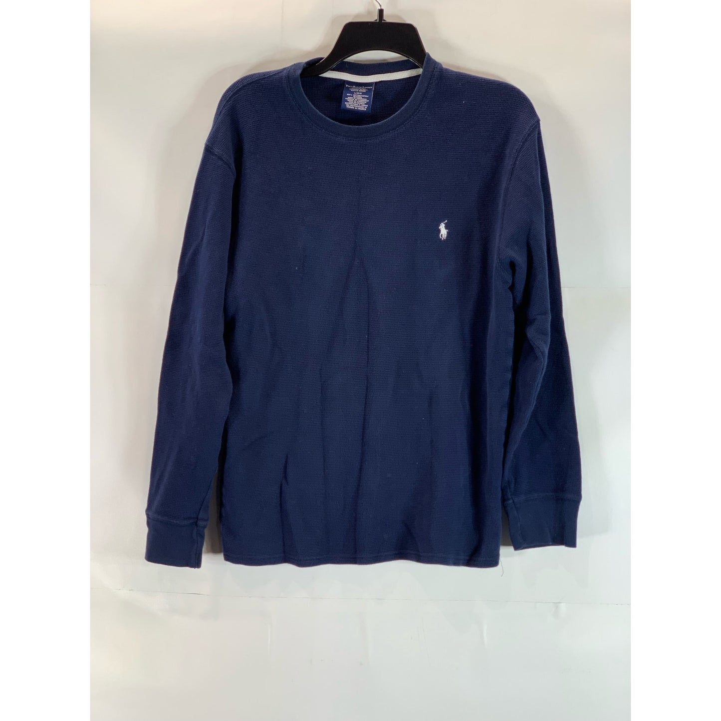 POLO RALPH LAUREN Men's Navy Crewneck Waffle-Knit Long Sleeve Sleep Shirt SZ L