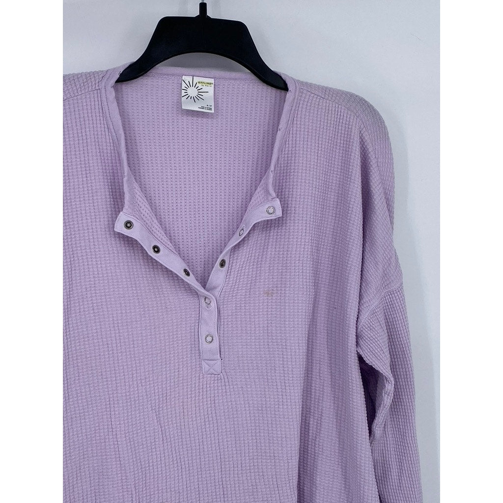 OFFLINE By AERIE Women's Lilac Burst A Move Long Sleeve Thumbhole Henley Top SZS